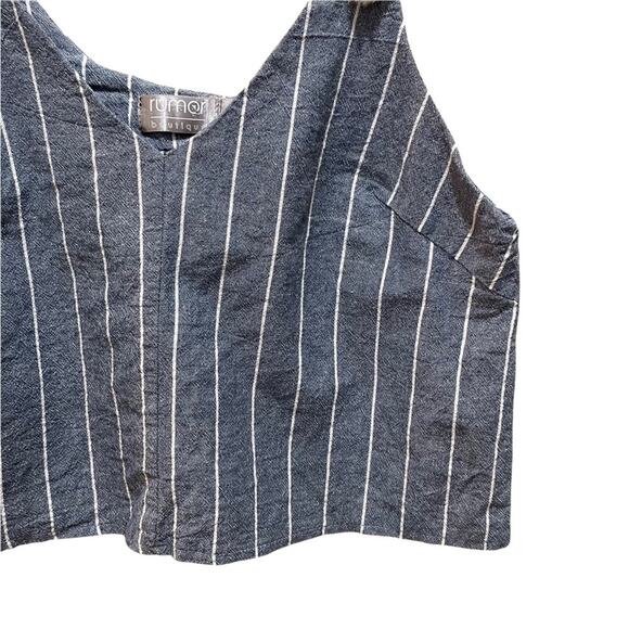 LF Rumor Boutique Striped Crop Top Blue and White Size Small - Picture 4 of 5